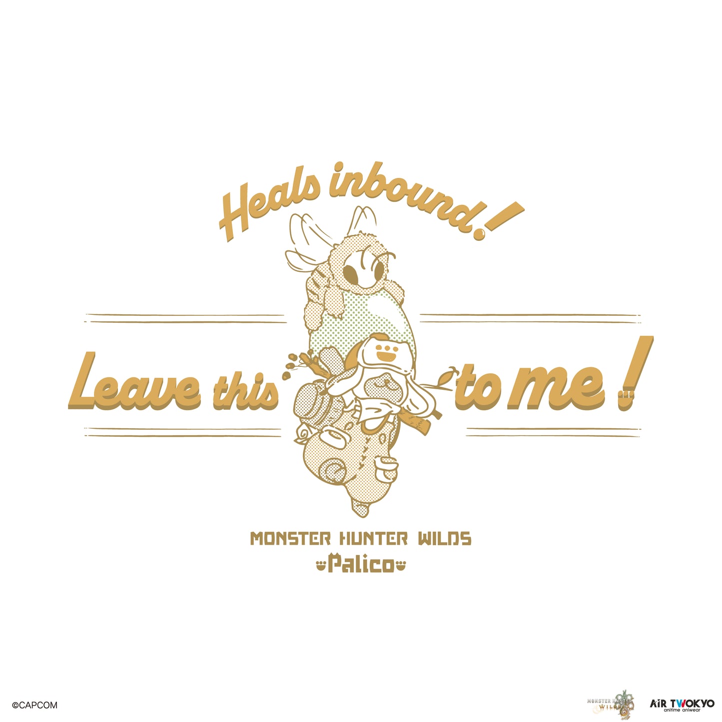 『モンスターハンターワイルズ』シーンイラストTシャツ 3（アイルー＆回復ミツムシ）