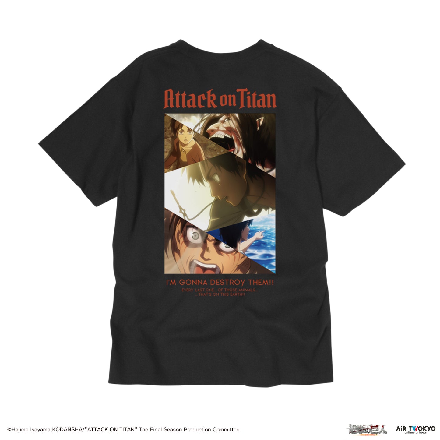 「進撃の巨人」 Season1~3コラージュグラフィックTシャツ　エレン